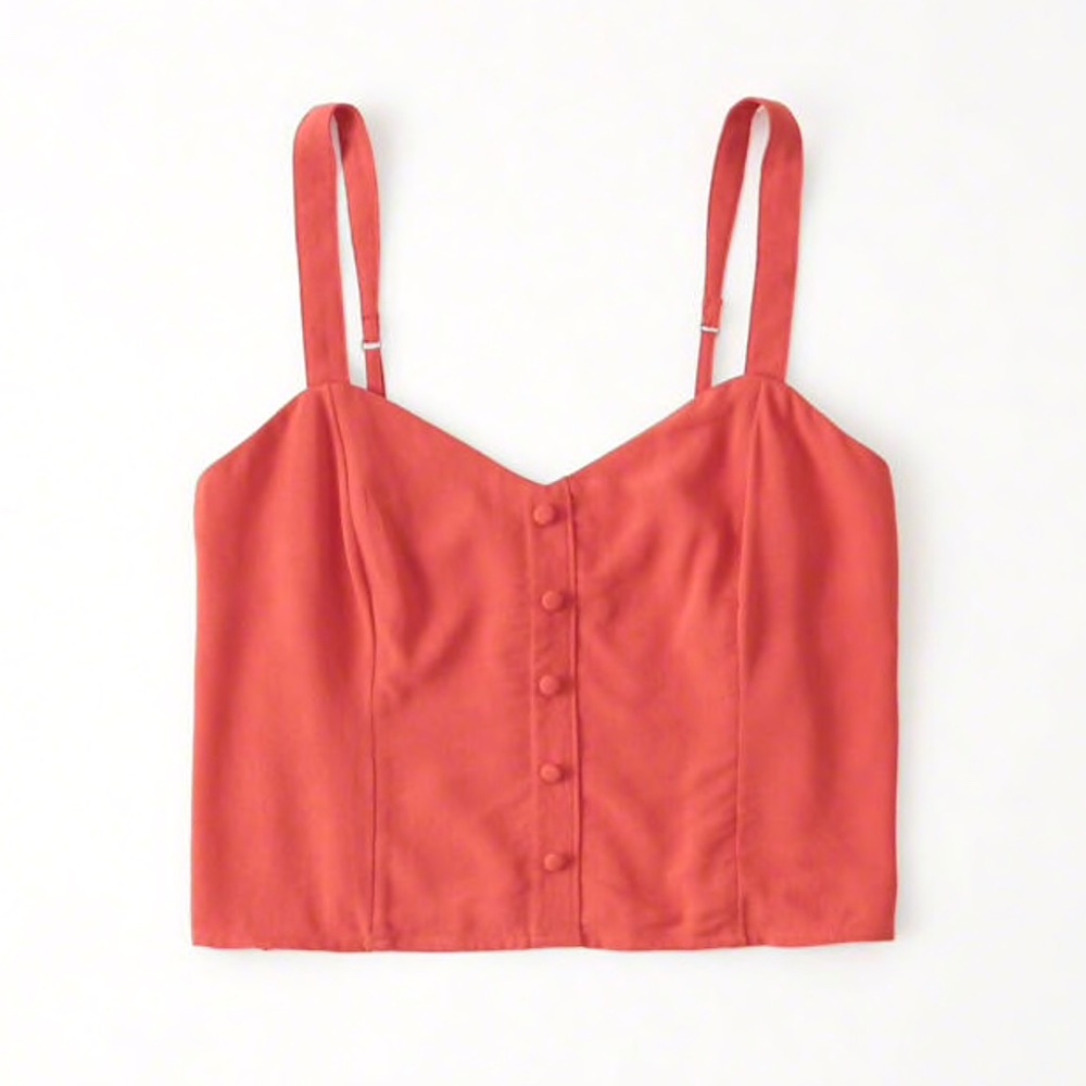 NEW A&F Cropped Sweetheart Cami Raspberry Sorbet
